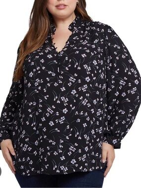 NYDJ V-Neck Long Sleeve Hanna Blouse 1X NWT